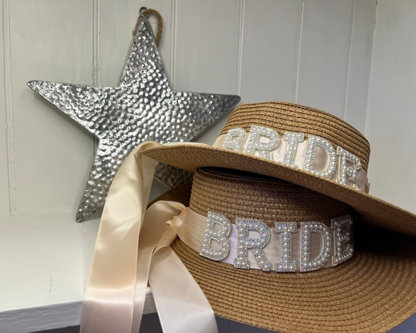 Bride Pearl Ribbon Sun Hat