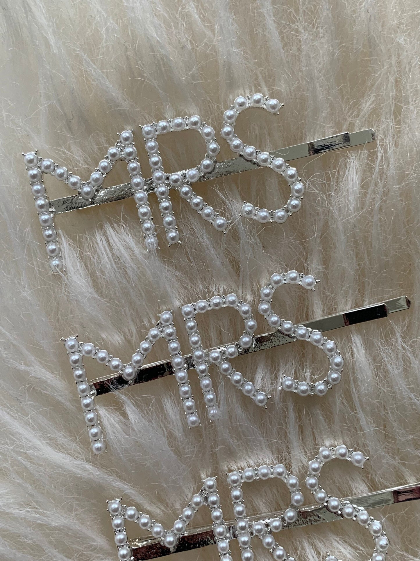 Pearl MRS Hair Clip with matching initial