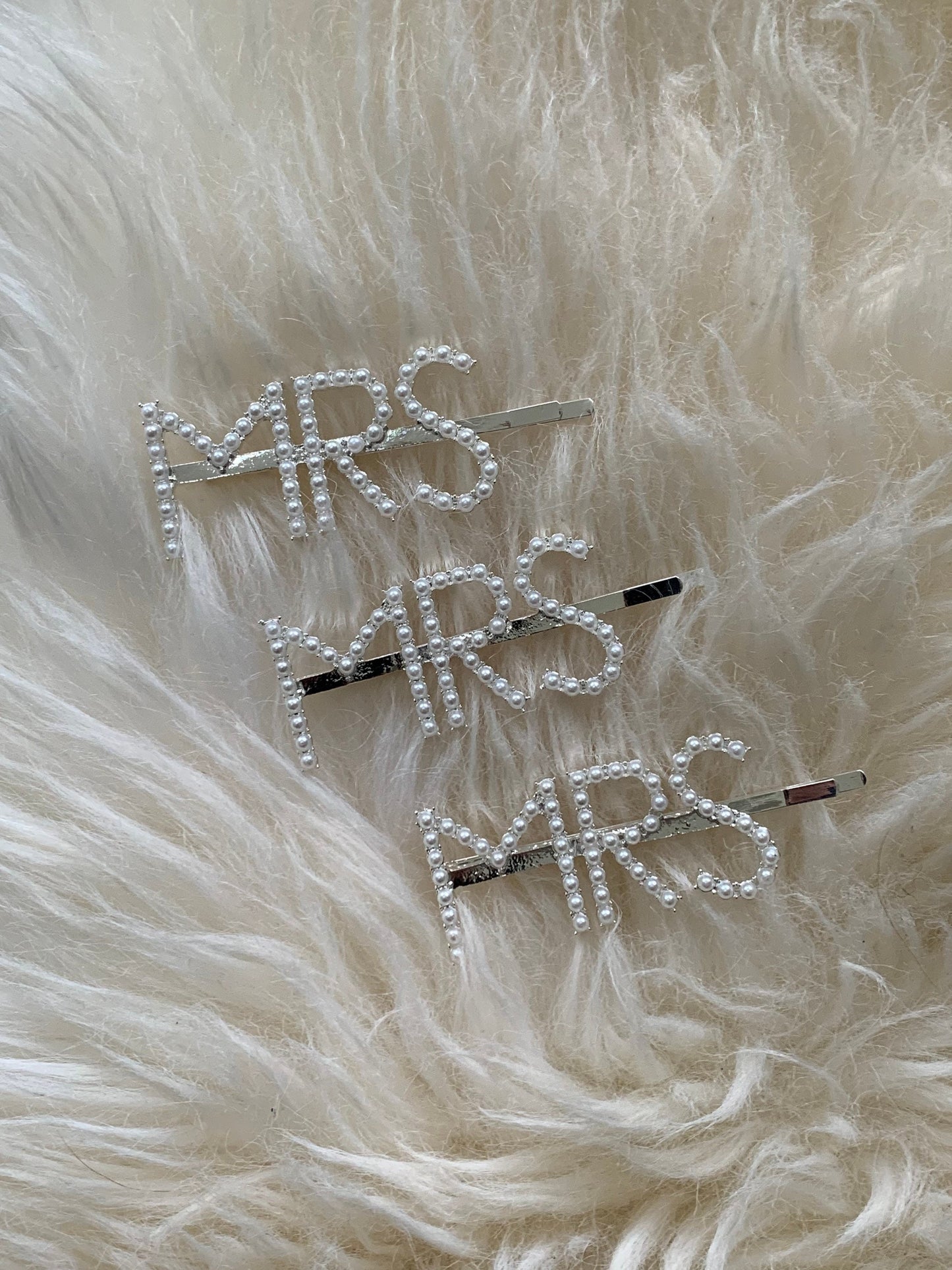 Pearl MRS Hair Clip with matching initial