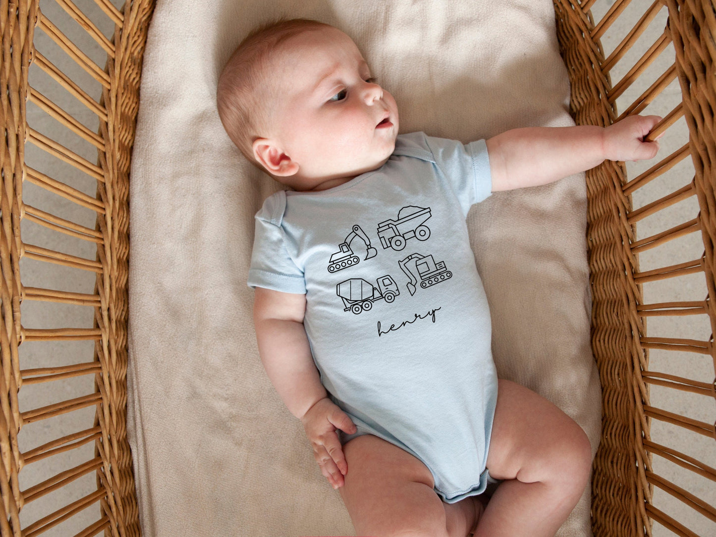 Personalised Digger Baby Grow