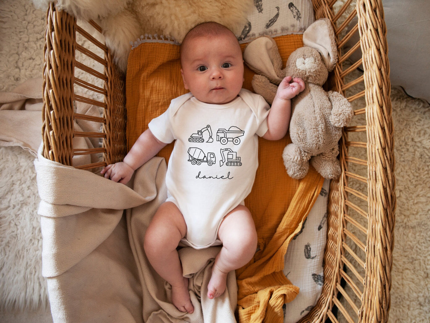 Personalised Digger Baby Grow