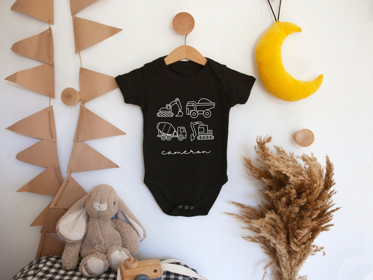 Personalised Digger Baby Grow