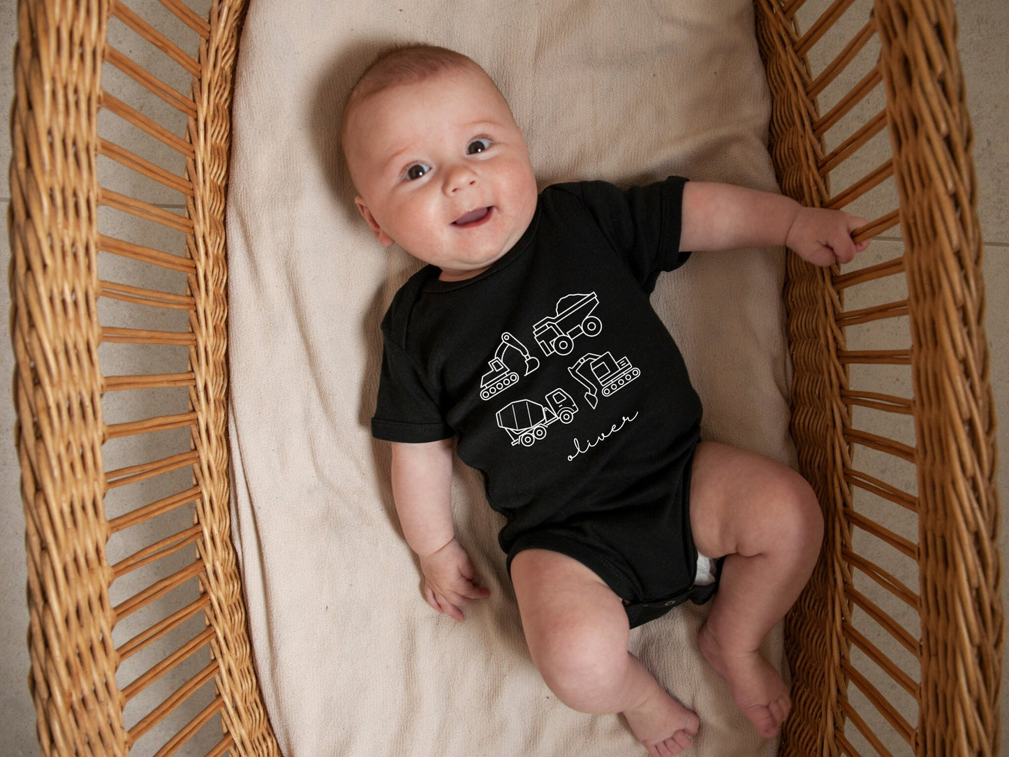 Personalised Digger Baby Grow